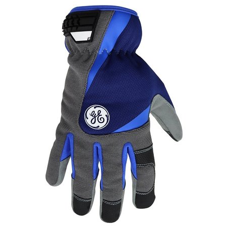 GE Mechanics Gloves, M, Gray, Blue, Spandex GG411LC